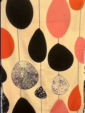 IKEA Black Coral Pink Teardrop Shower Curtain Panel